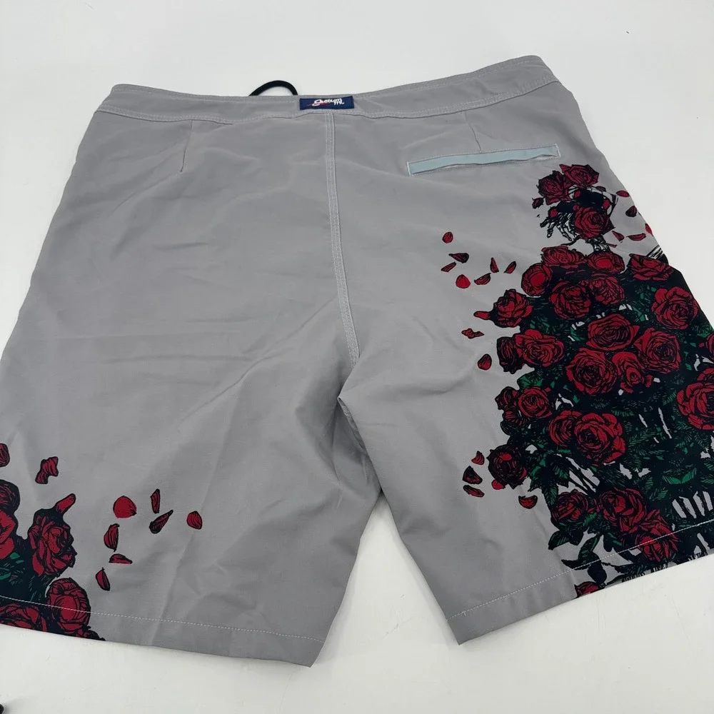 Section 119 Grateful Dead Bertha Skeleton Rose Board Shorts Grey Mens 36 Waist